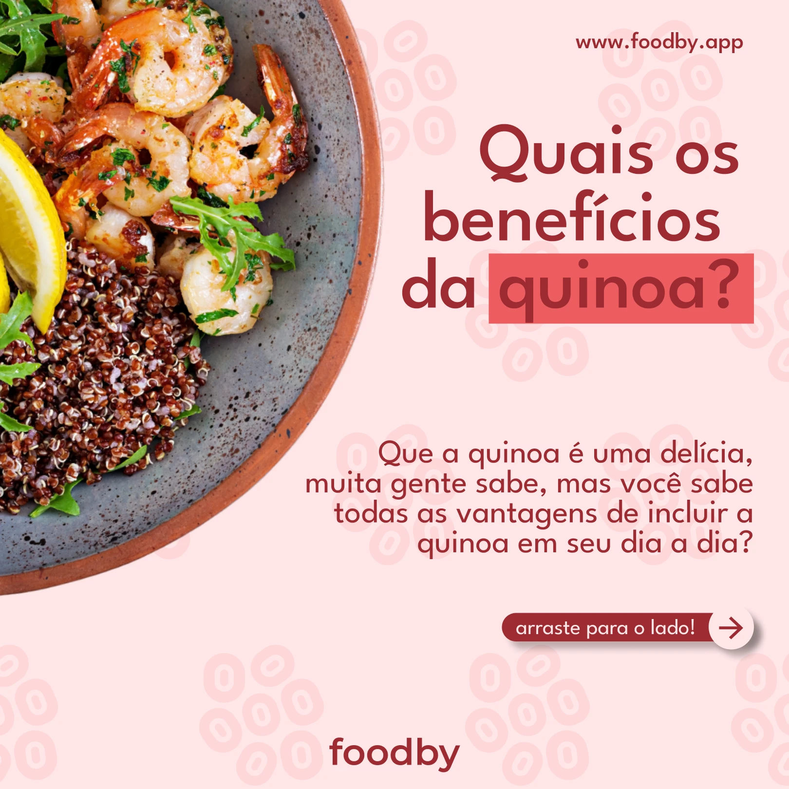 Post da Foodby destacando os benefícios de consumir quinoa.